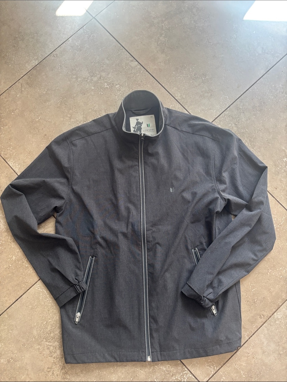 Linksoul Men's Dark Gray Lightweight Full-Zip Shirt Jacket